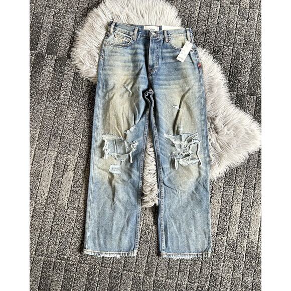 BDG‎ Men's Size 29/30 Medium Wash Destroyed Denim Skate Fit Straight Jeans New - Picture 1 of 4